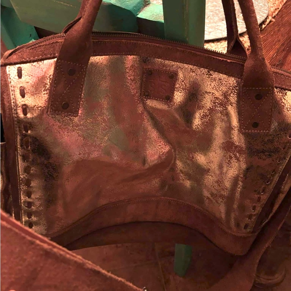 STS Ranchwear Metallic Copper Tote with Brown Suede Trim